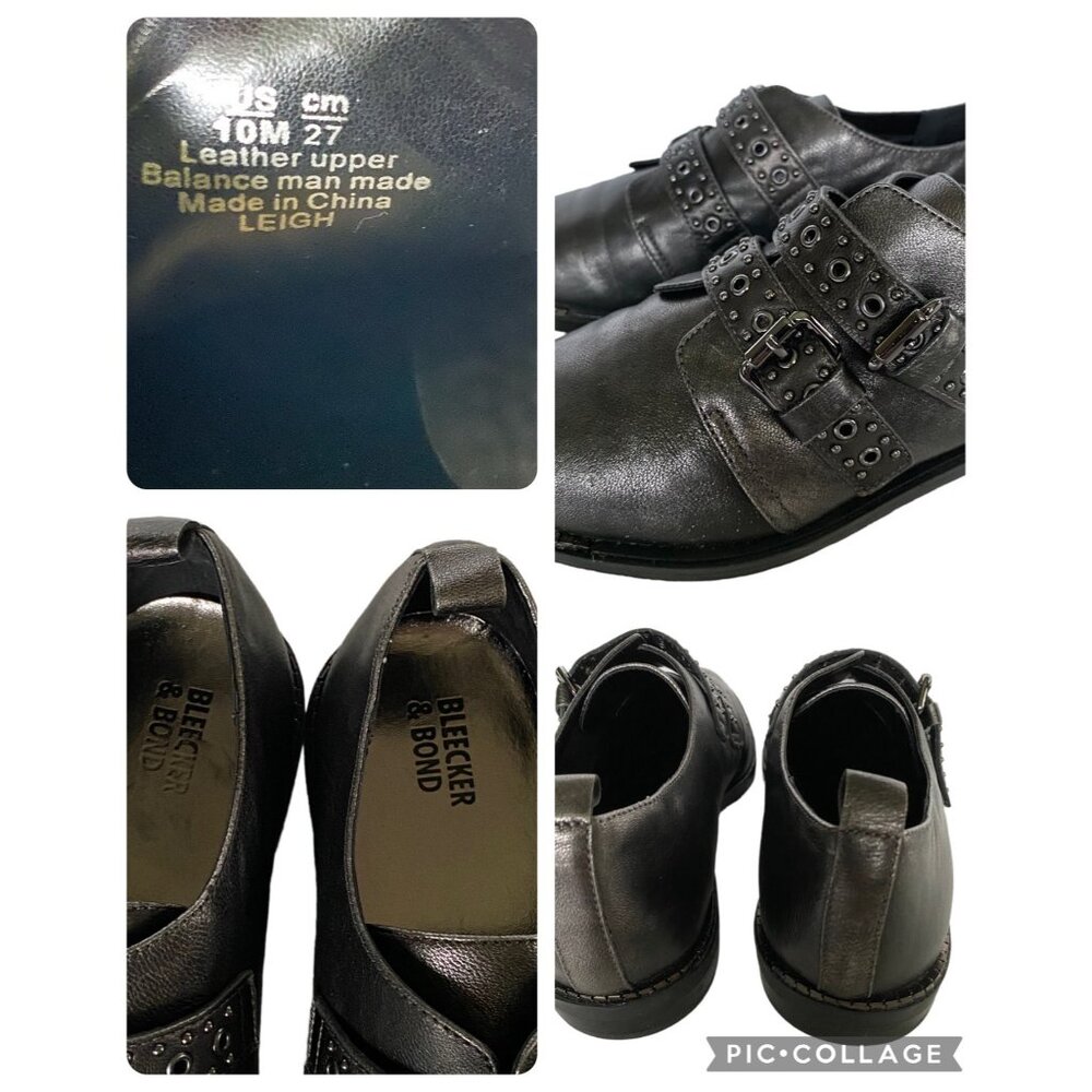 Bleecker Bond LEIGH Women Oxford Shoes 10M EU 41 Gray Monk Strap Buckle Leather - Picture 6 of 10